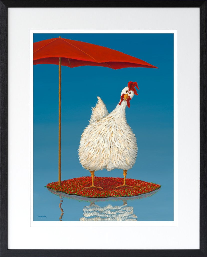 To høns under parasollen